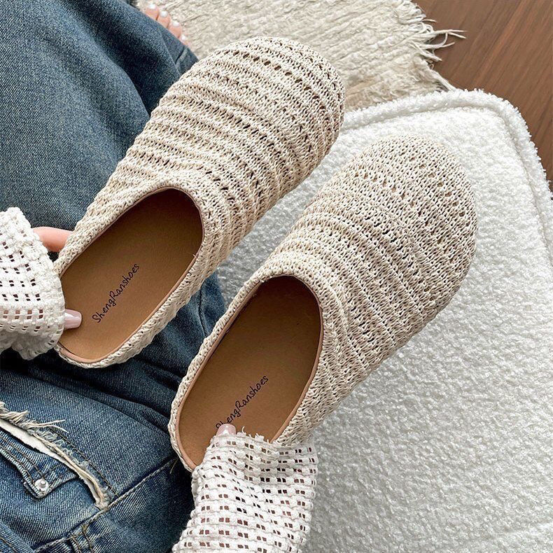 Chinelos femininos de ráfia, r - Mule Slip On avaliação e preço