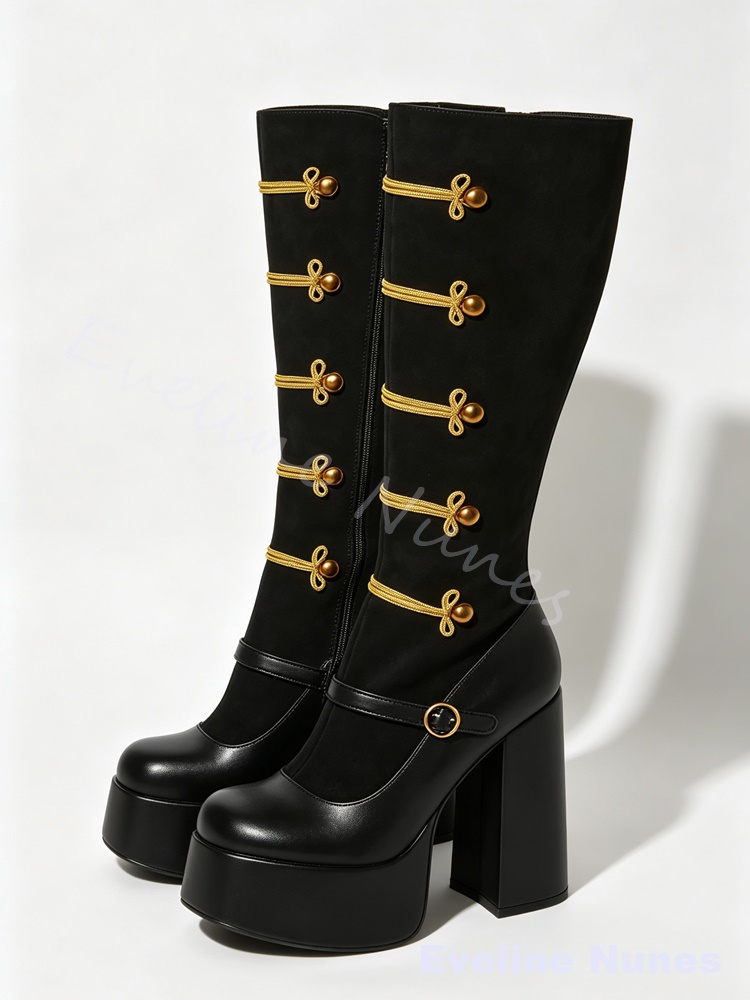 Botas de cano alto com detalhe - Court Heel Pointed avaliação e preço
