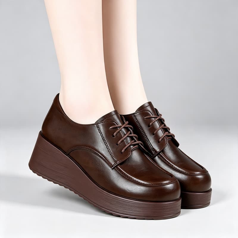 Sapatos de Couro Macio com Pla - Oxford Lace Up Women avaliação e preço