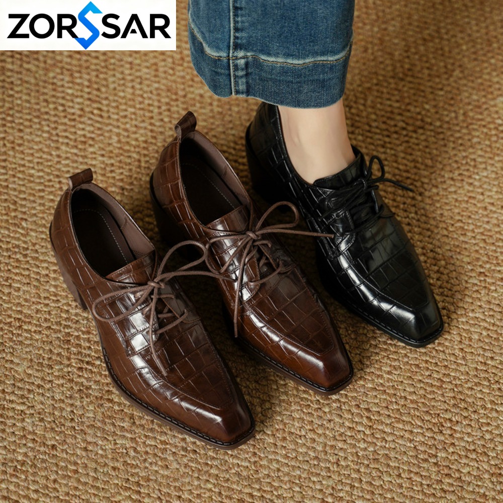 Sapatos Femininos de Couro Gen - Oxford Lace Up Women avaliação e preço